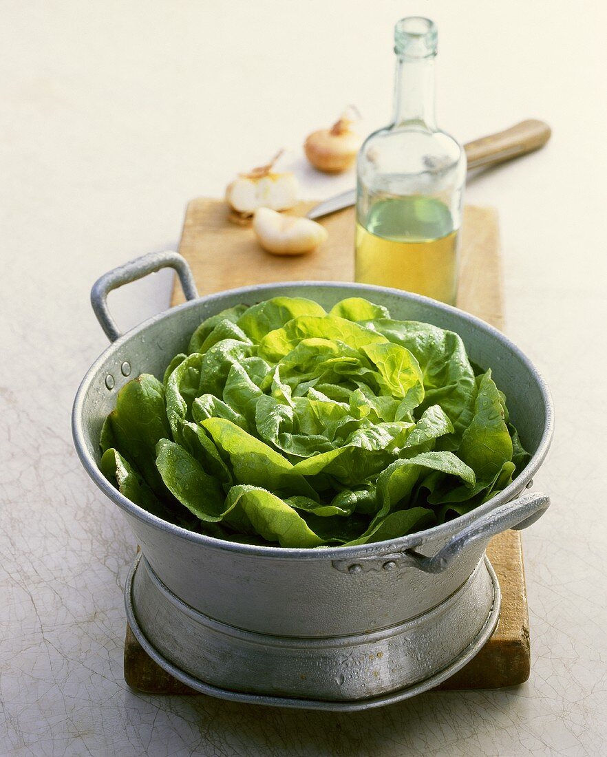 Lettuce in a colander