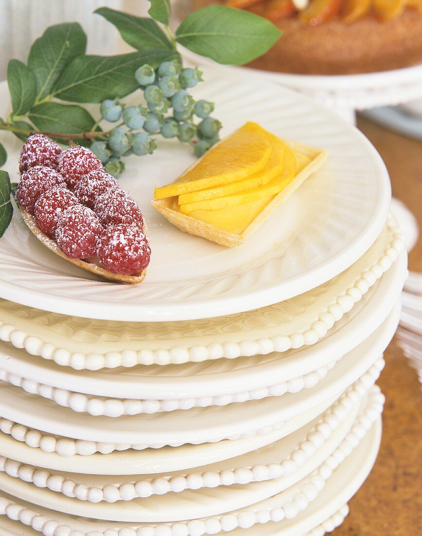 Raspberry and mango tarts