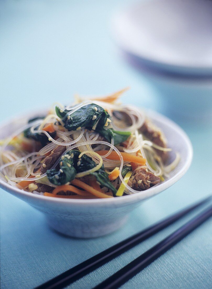 Glass noodles with beef and vegetables