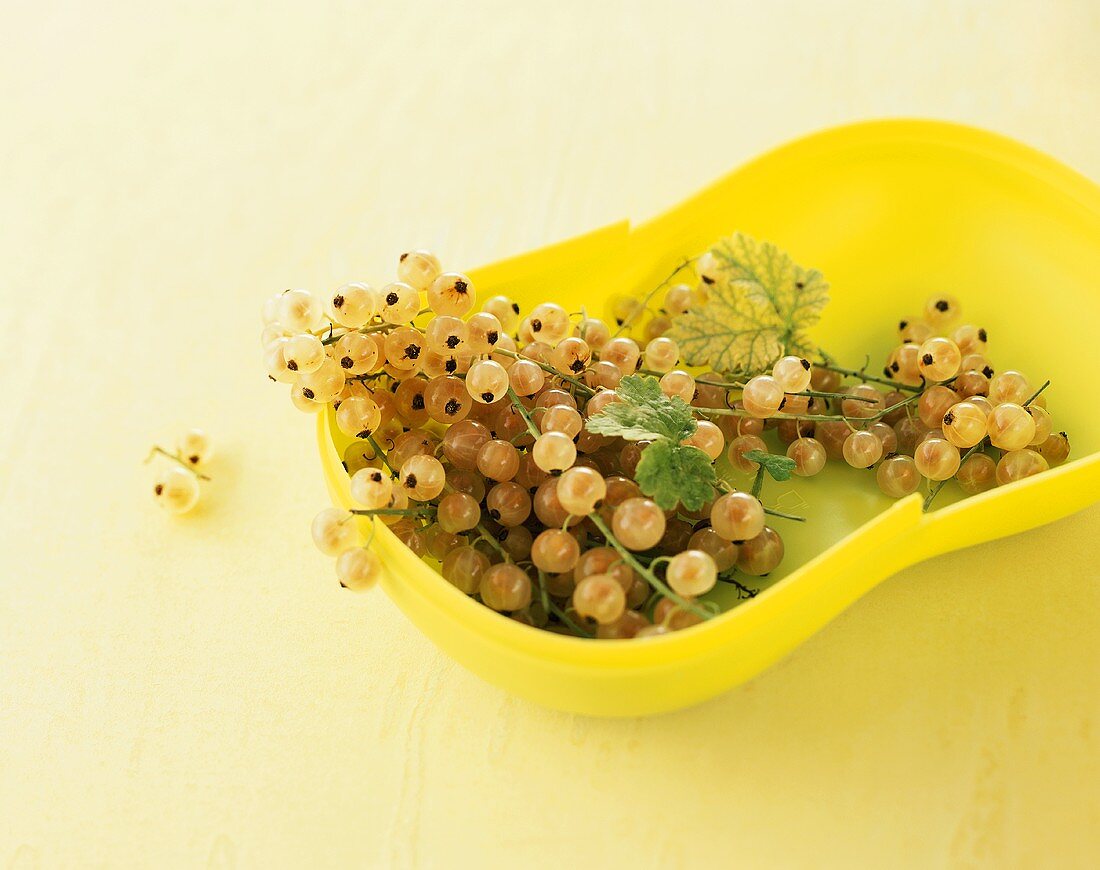 White currants in a yellow bowl