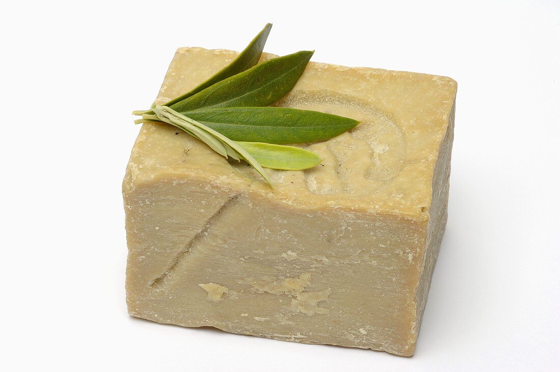 Olive soap and olive leaves