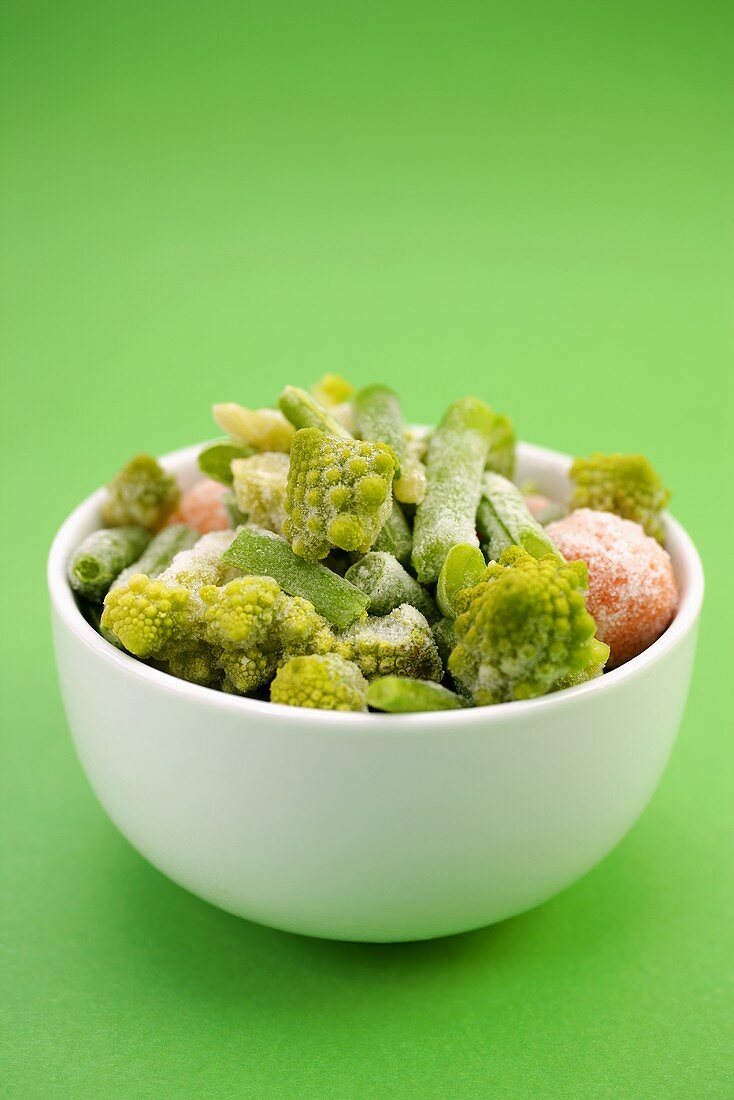 Frozen mixed vegetables in a dish