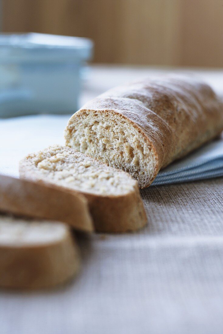 White stick, partly sliced