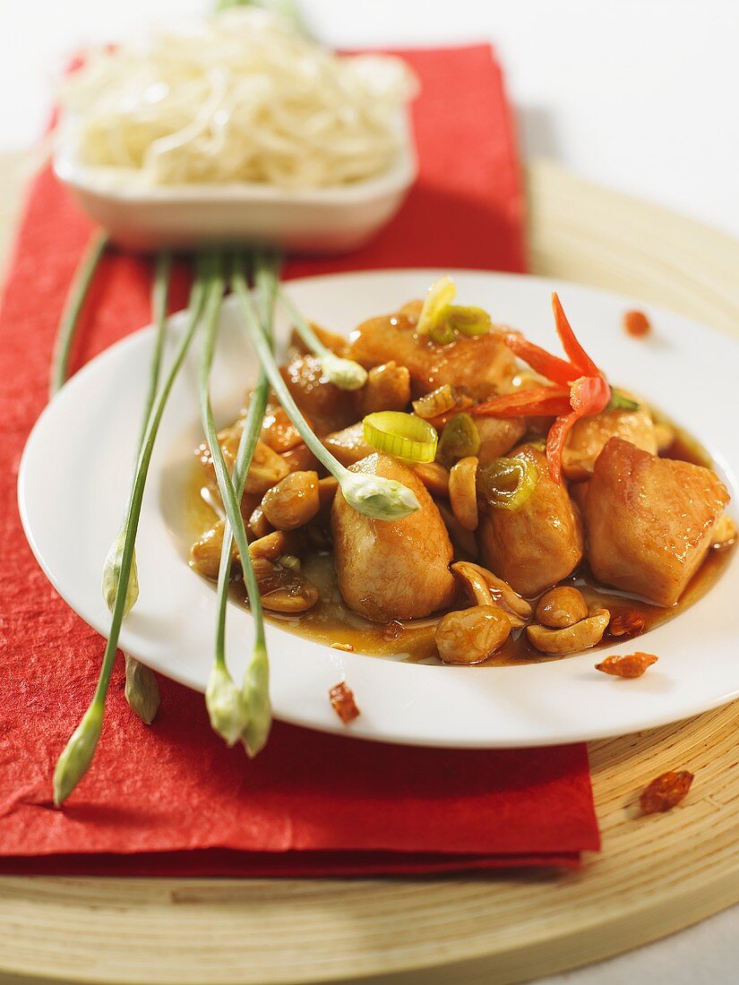 Chicken dish with chili and peanuts (China)