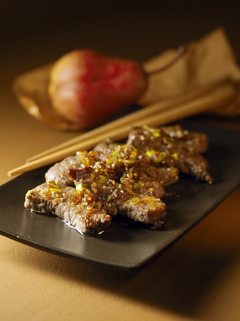 Steak with pear and sesame marinade (Korea)