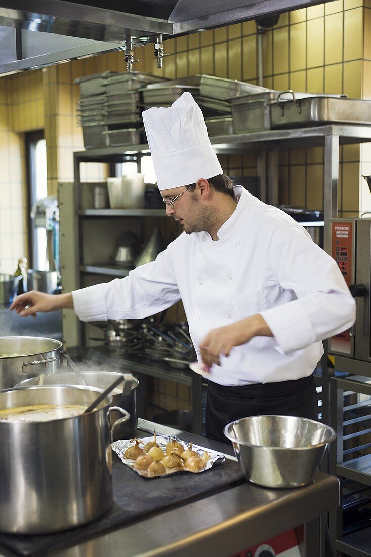 Hectic activity in a commercial kitchen