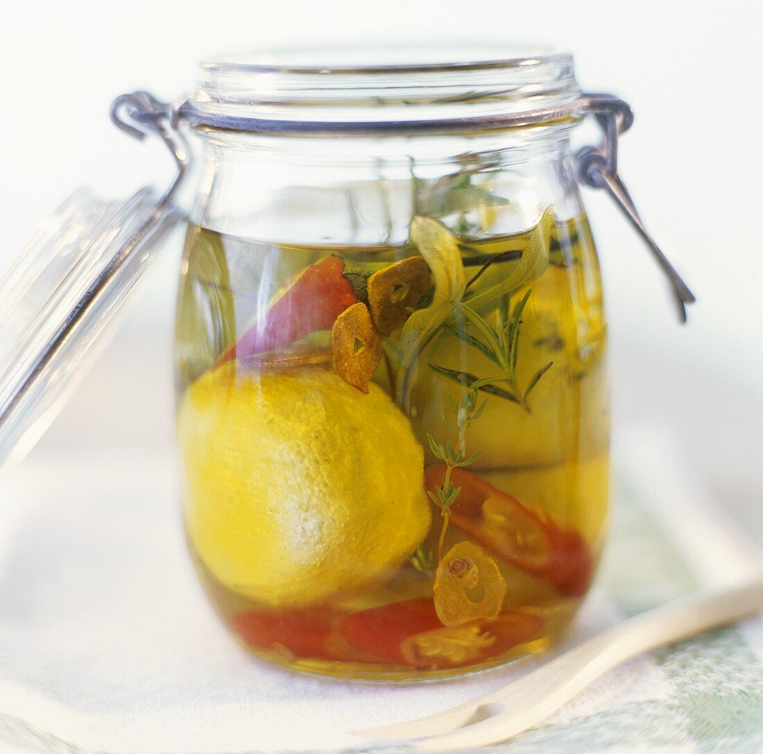 Pickled lemons with chilli and garlic