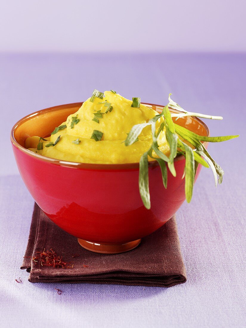 Mashed potato with saffron and tarragon