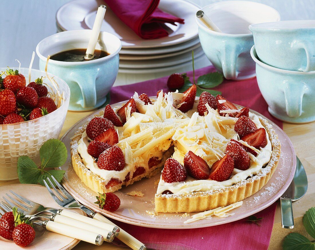 Strawberry tart with white chocolate cream