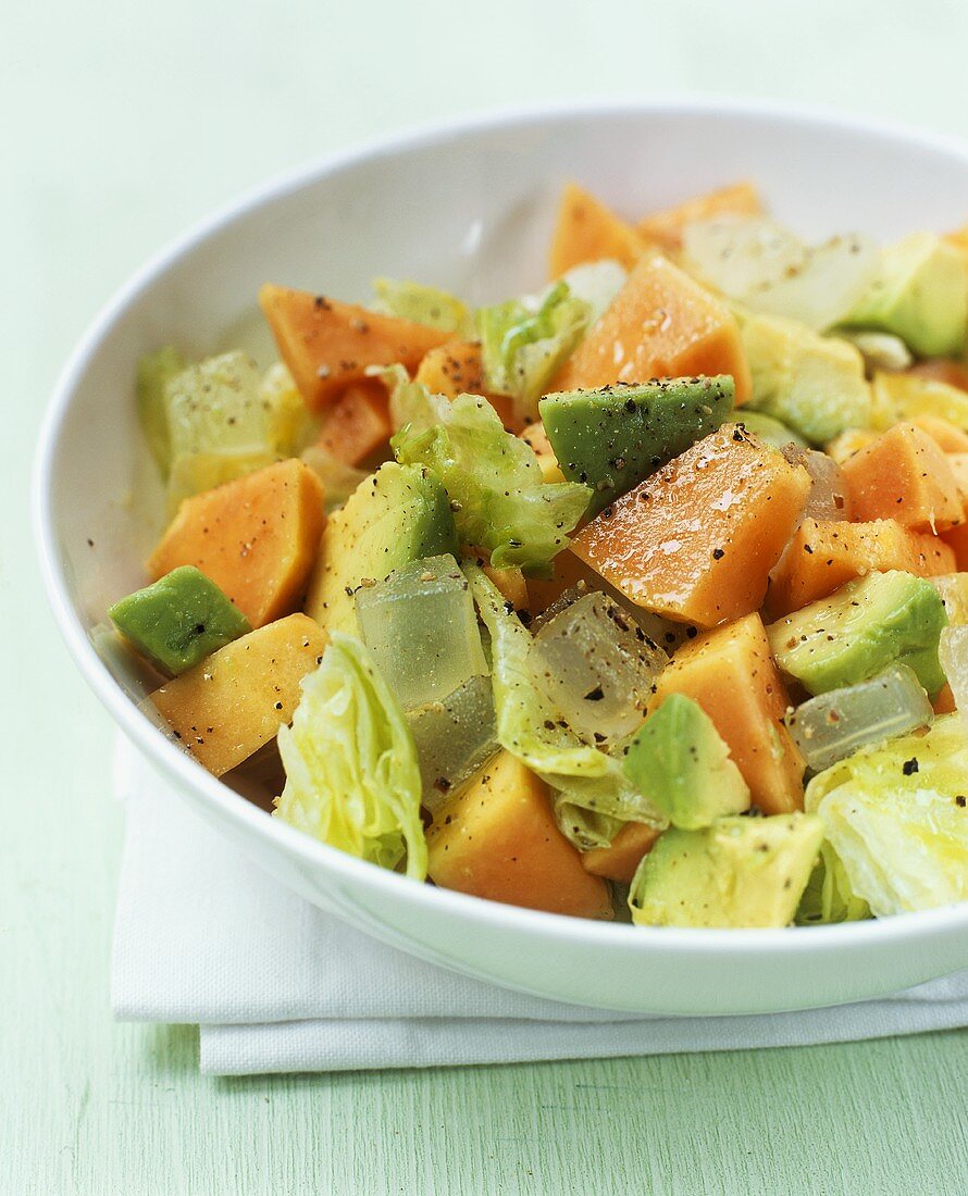 Papaya-Avocado-Salat mit Aloe vera
