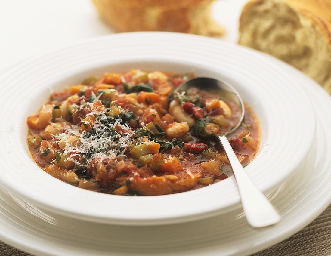 Ribollita (bean soup with vegetables & Parmesan, Tuscany)