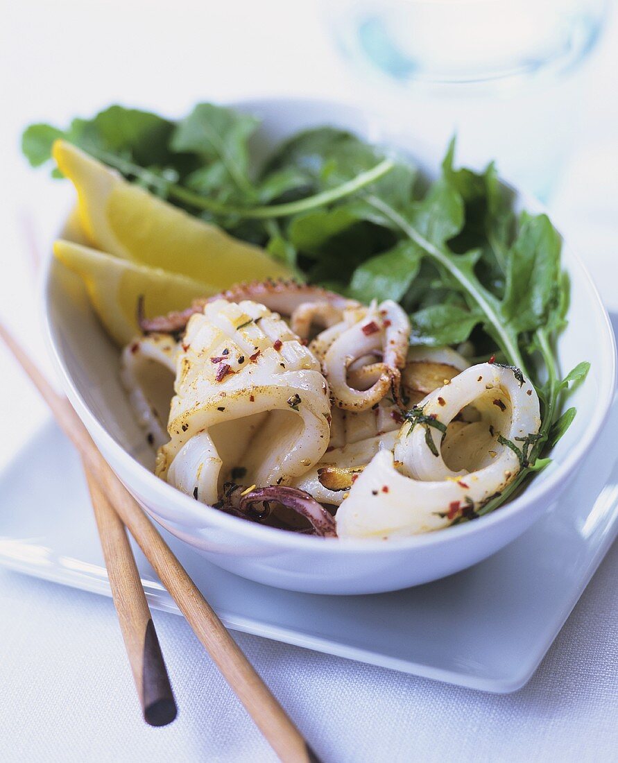 Grilled squid pieces, Asian style