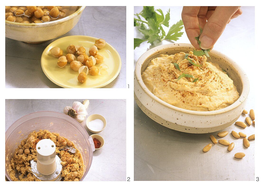 Hummus (Kichererbsendip) zubereiten