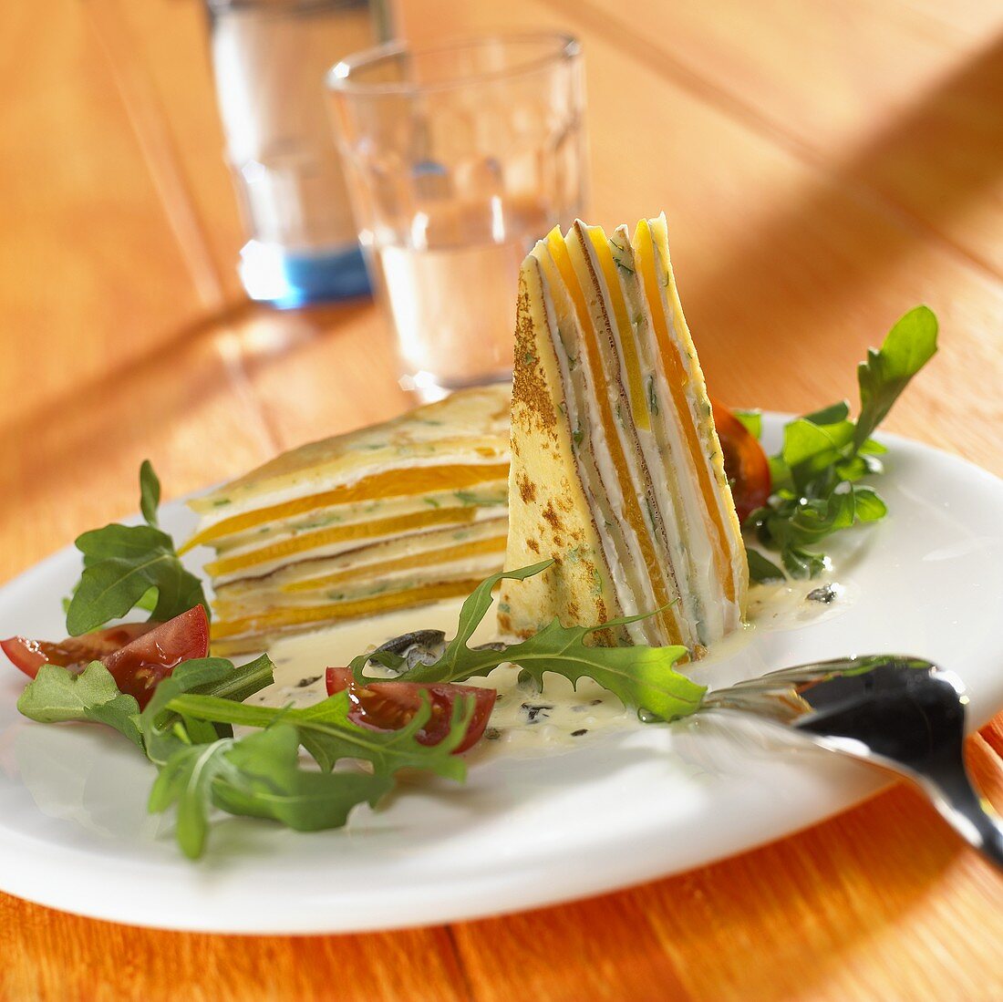 Pancake cake with savoury filling