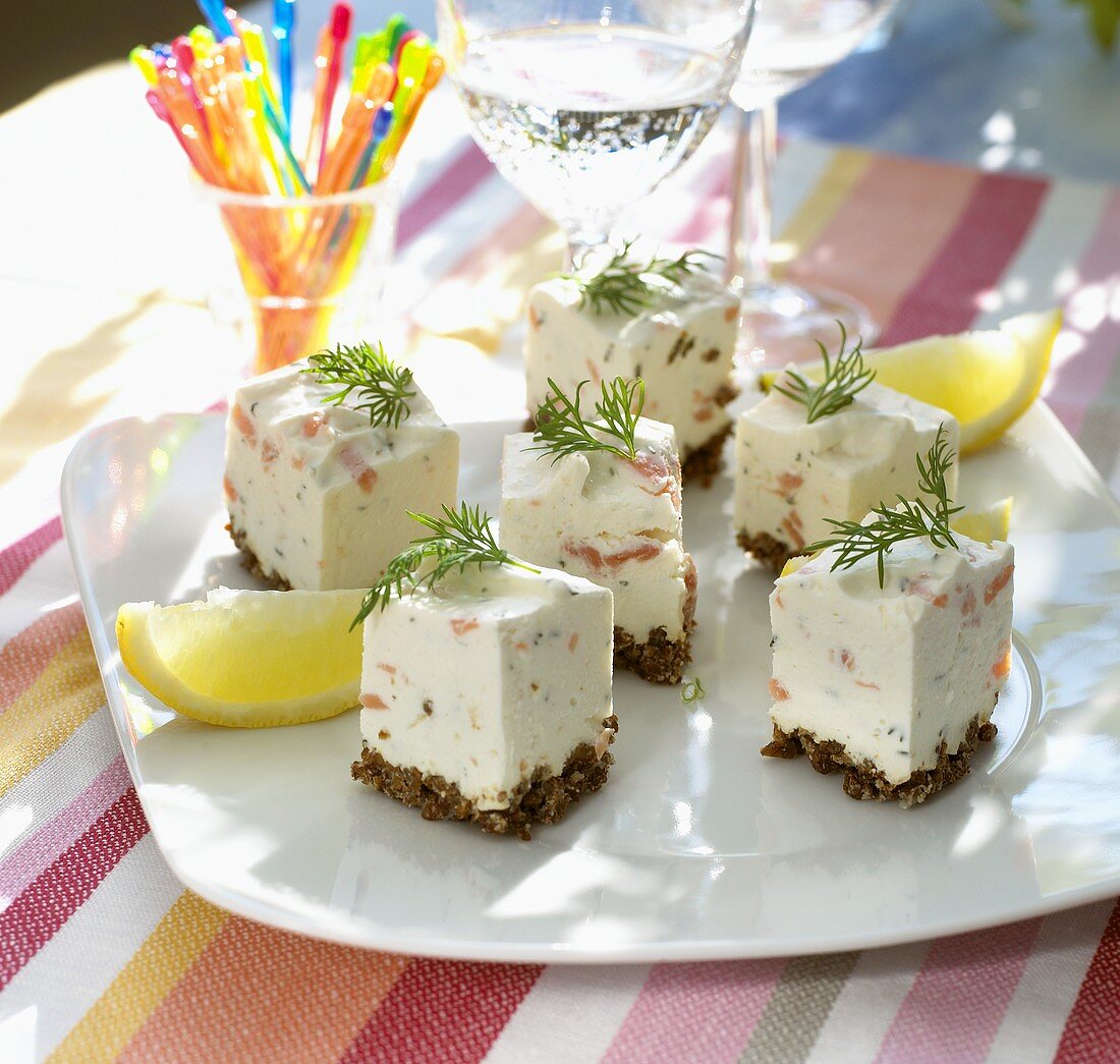 Canapés with fish mousse for garden party