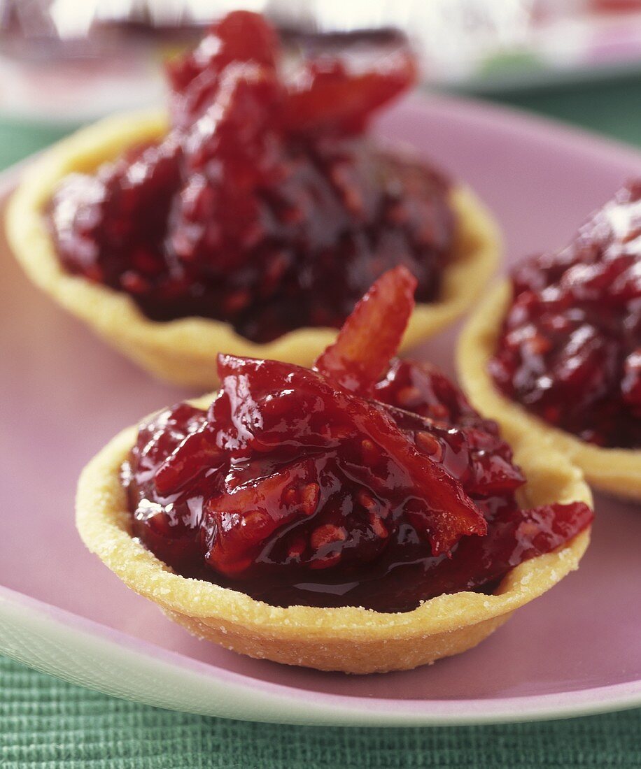 Raspberry and orange jam in tartlets