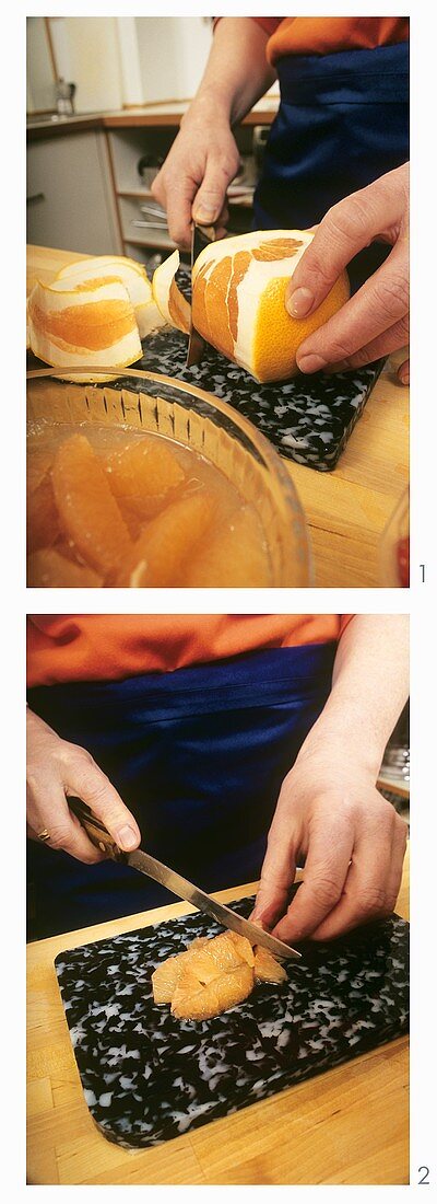 Peeling and chopping grapefruit