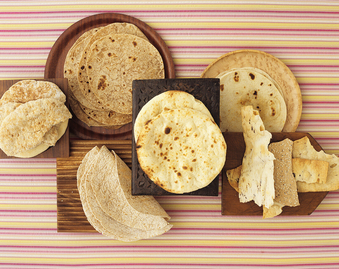 Various types of flatbread