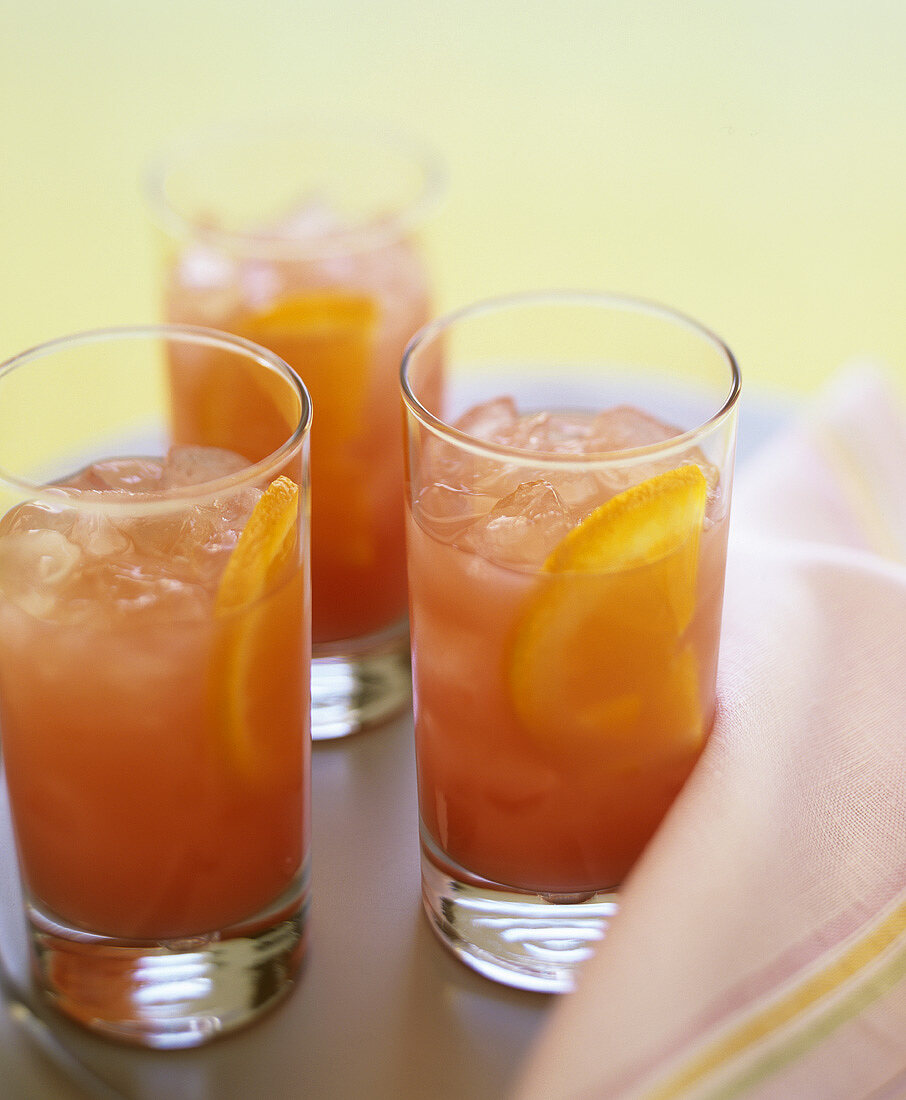 Three glasses of Campari Orange