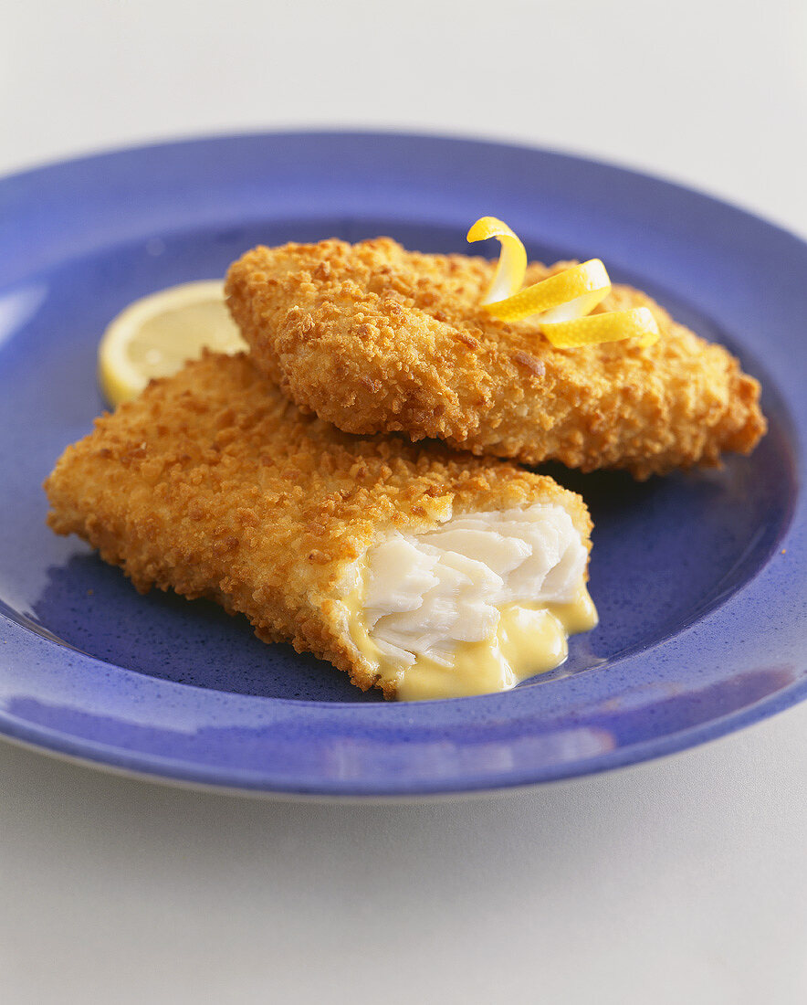 Two pieces of breaded cod
