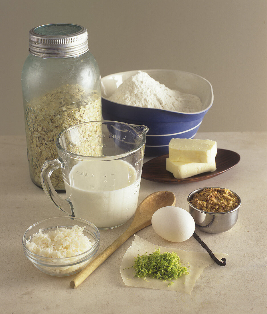 Still life with various baking ingredients