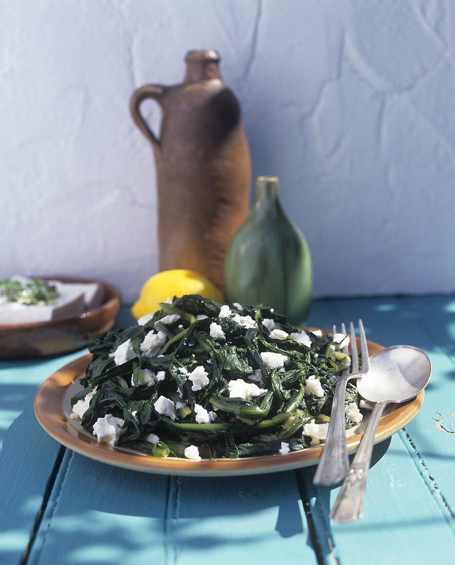 Spinach with feta cheese