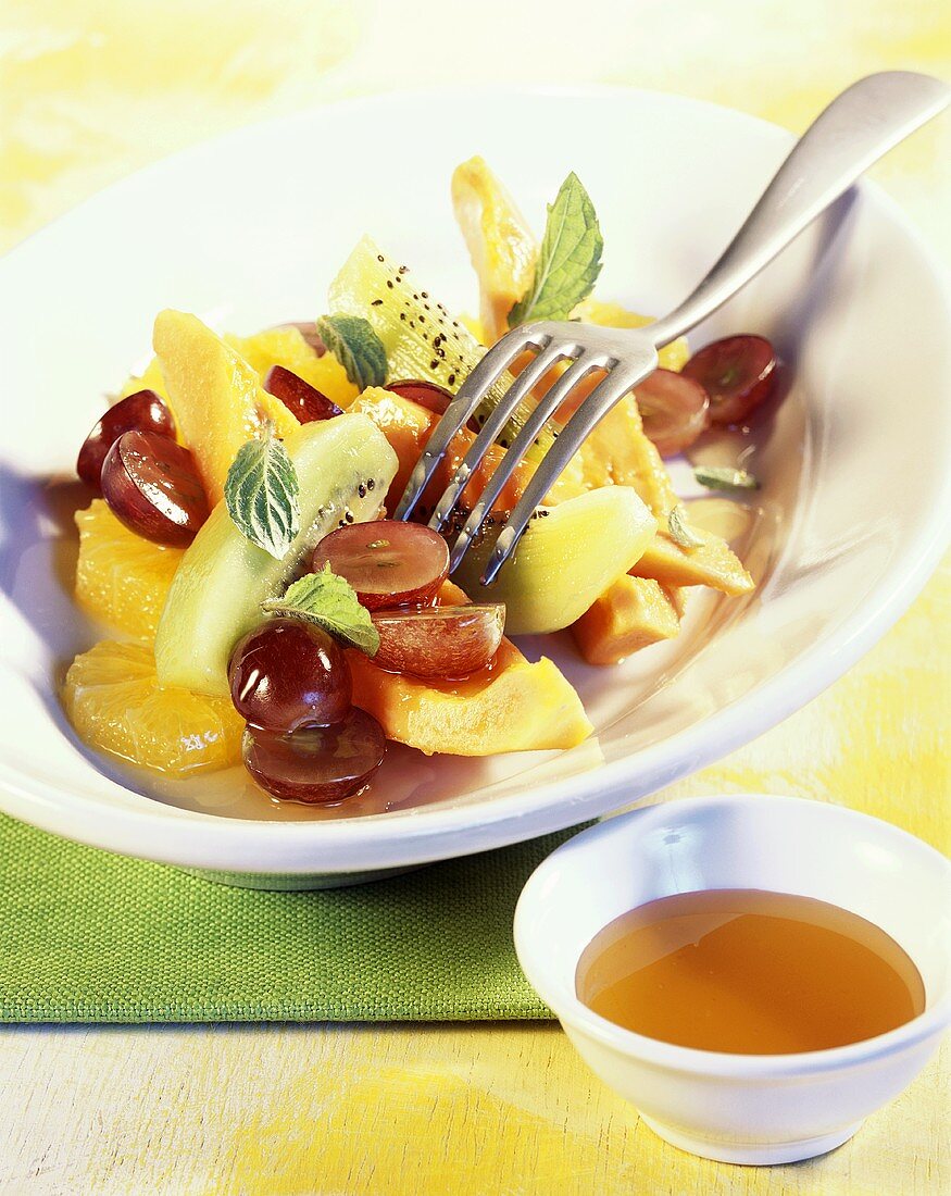 Fruit salad with papaya and mint