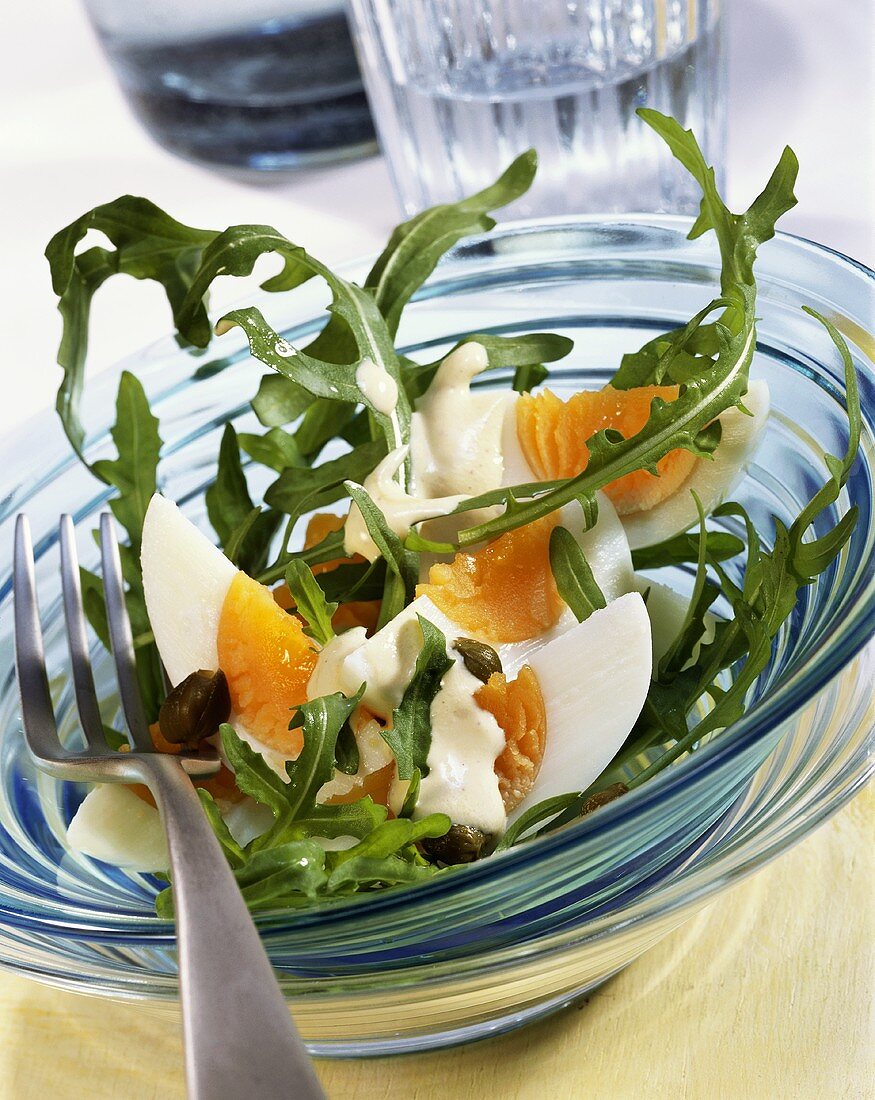Egg salad with rocket and lime dressing