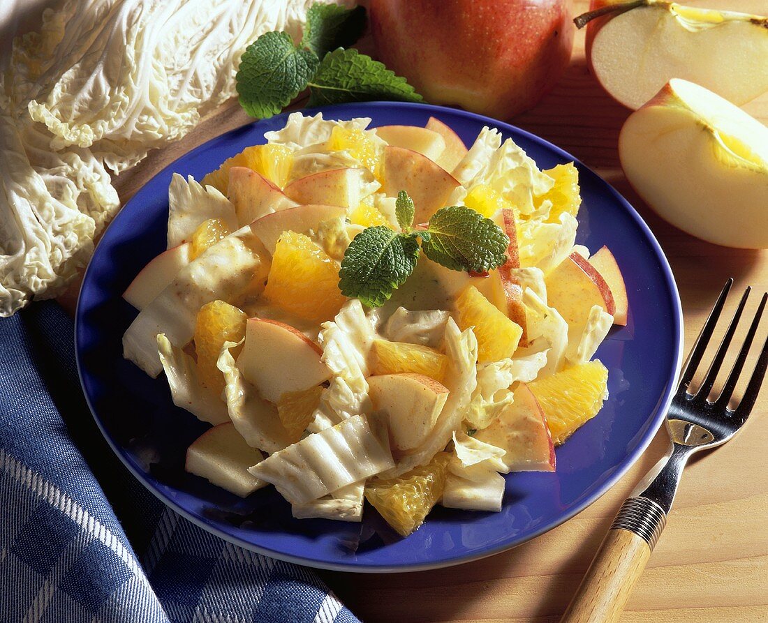 Chinese cabbage salad with fresh fruit