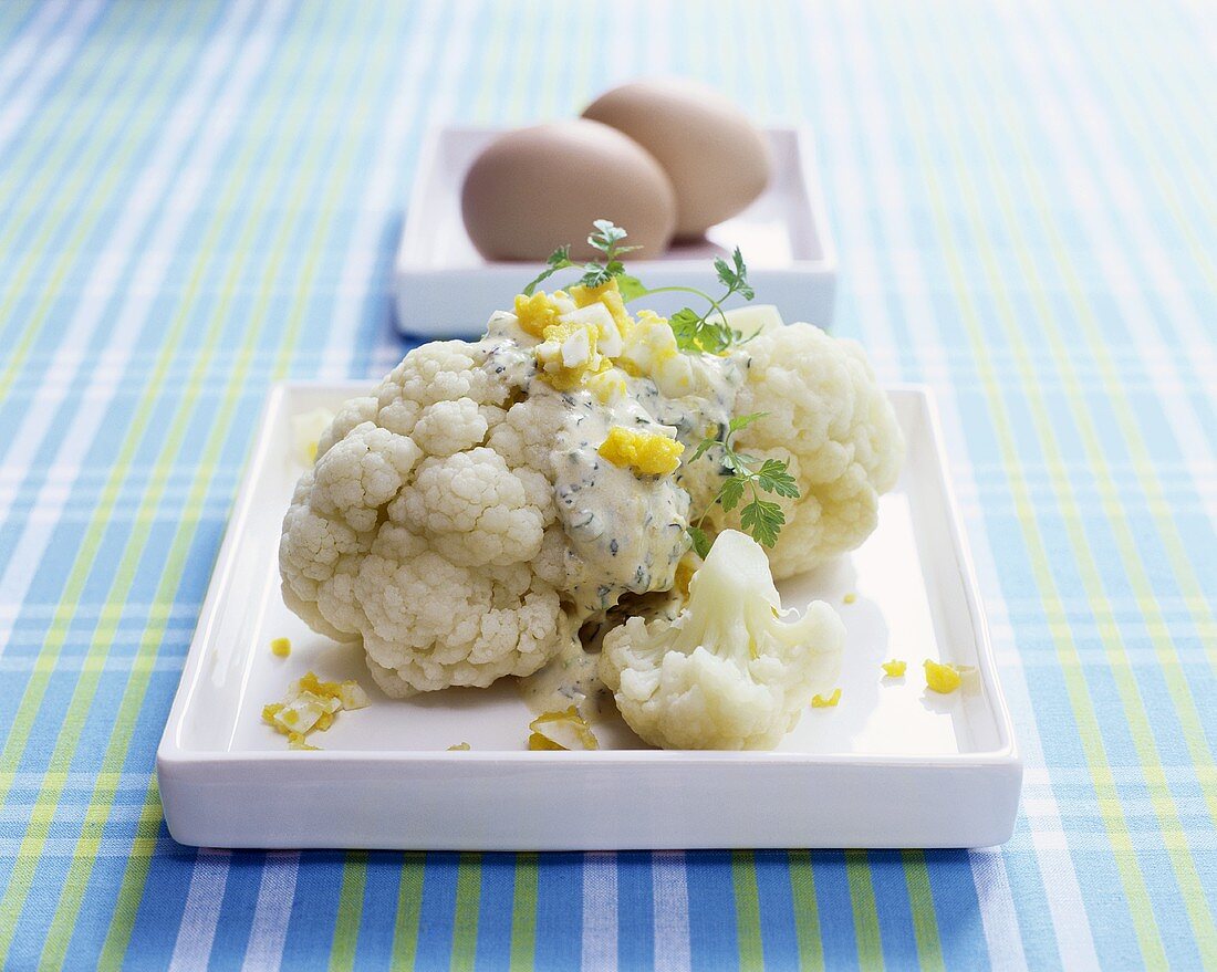 Cauliflower with egg and herb sauce
