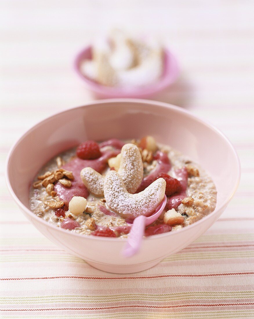 Muesli with berries and apple pearls