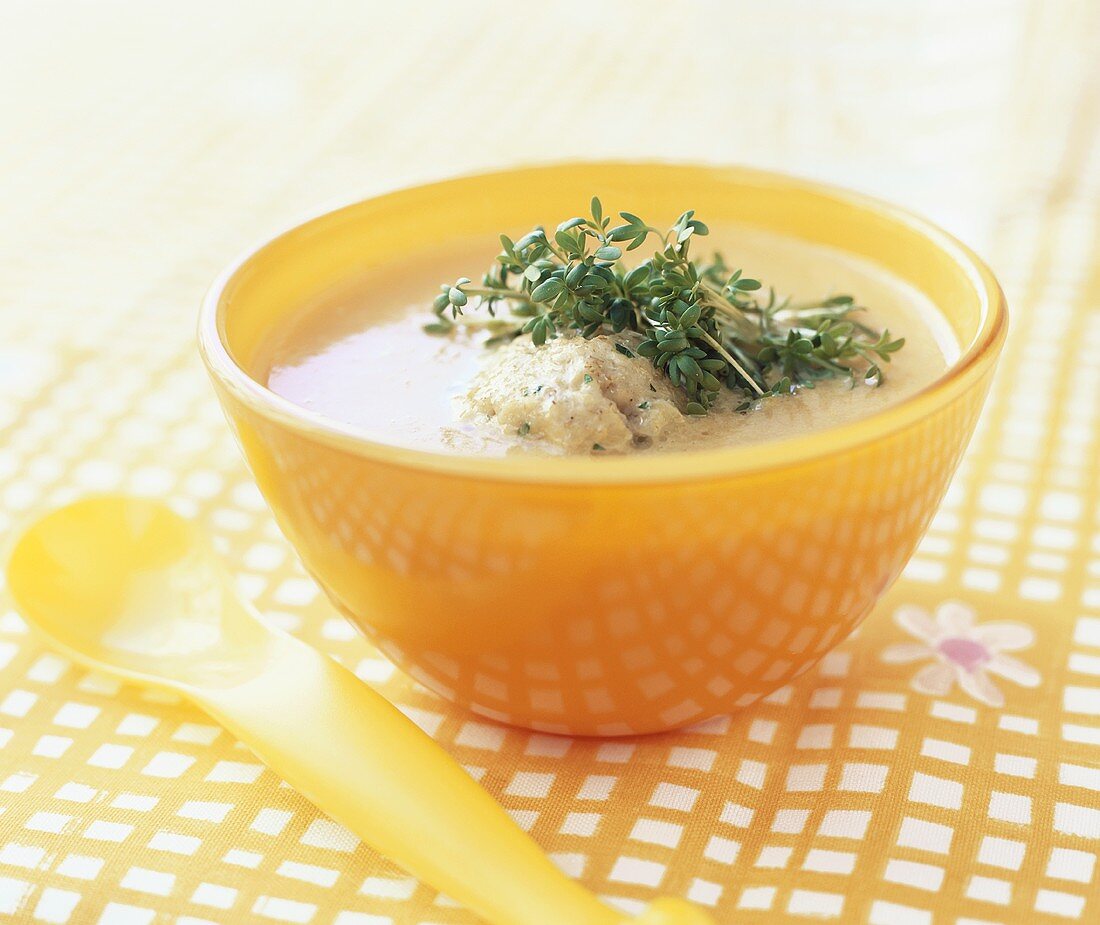 Carrot soup with oat dumplings