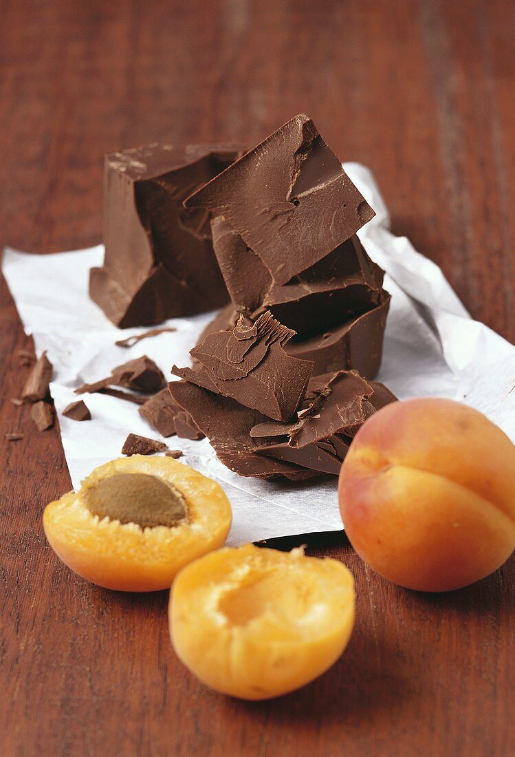 Fresh apricots and dark chocolate