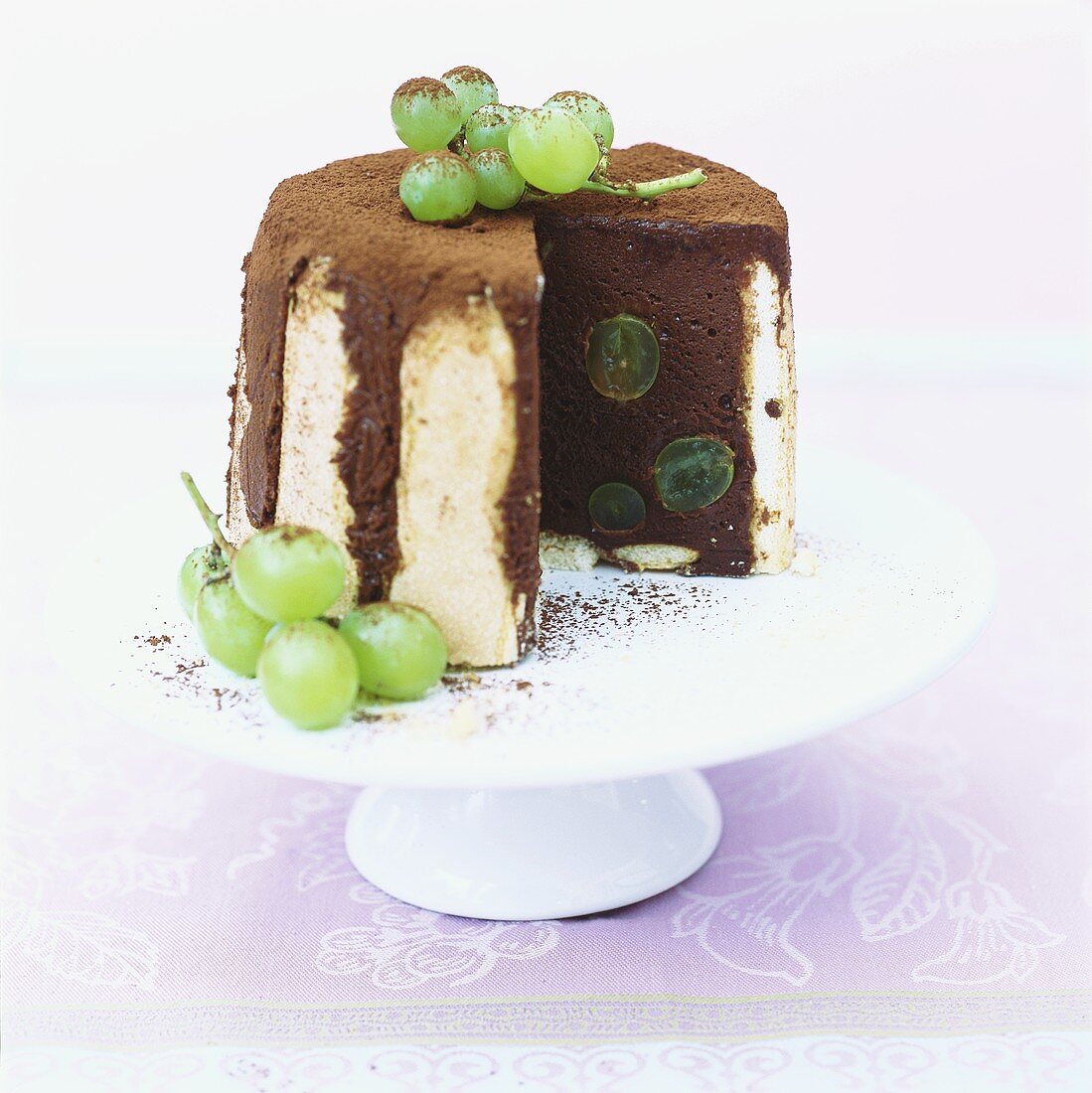 Chocolate charlotte with grapes