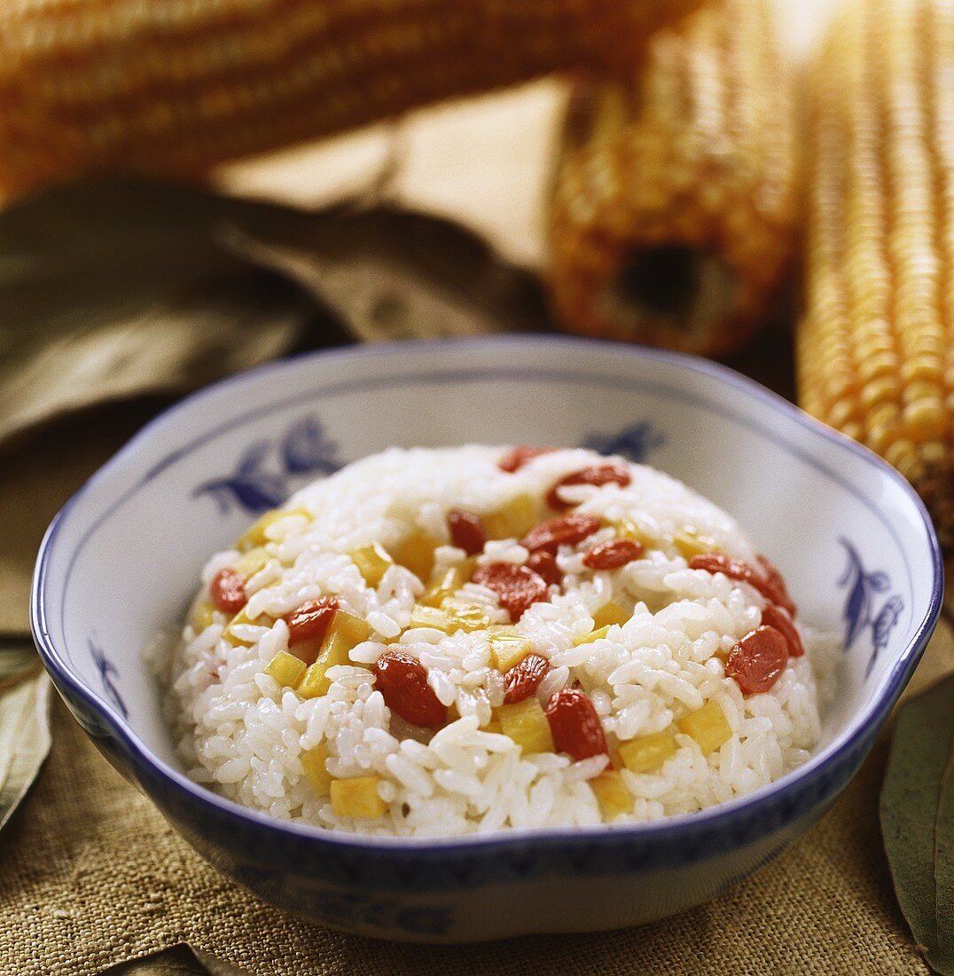 Rice with pumpkin and wolfberries