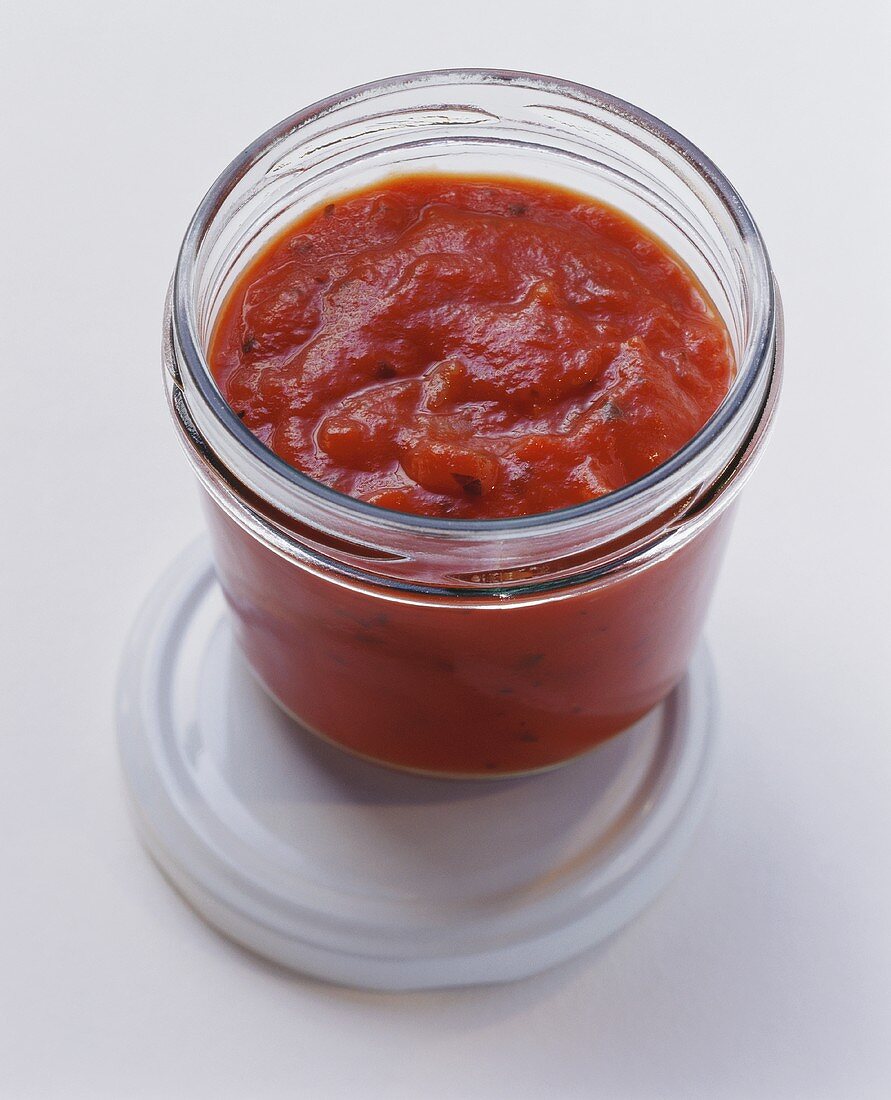 Tomato sauce in screw-top jar