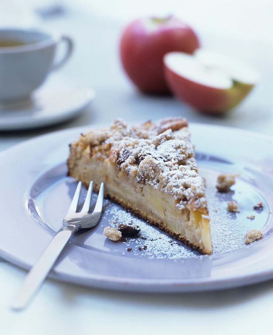 A piece of apple crumble cake