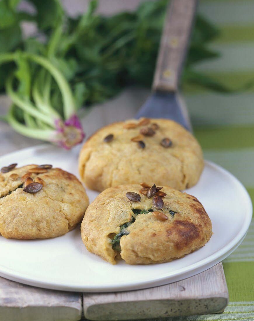 Potato cakes with spinach filling