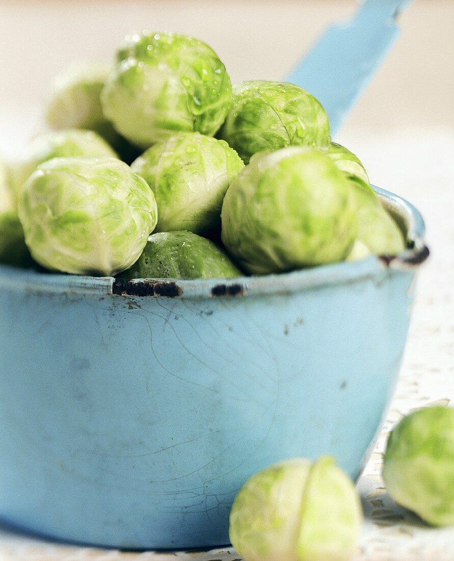 Freshly-washed Brussels sprouts
