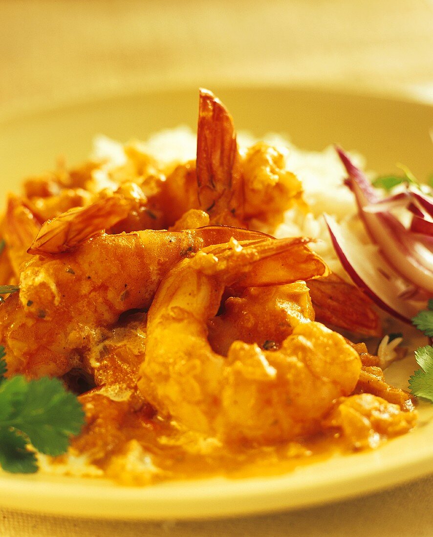 Prawn curry with rice
