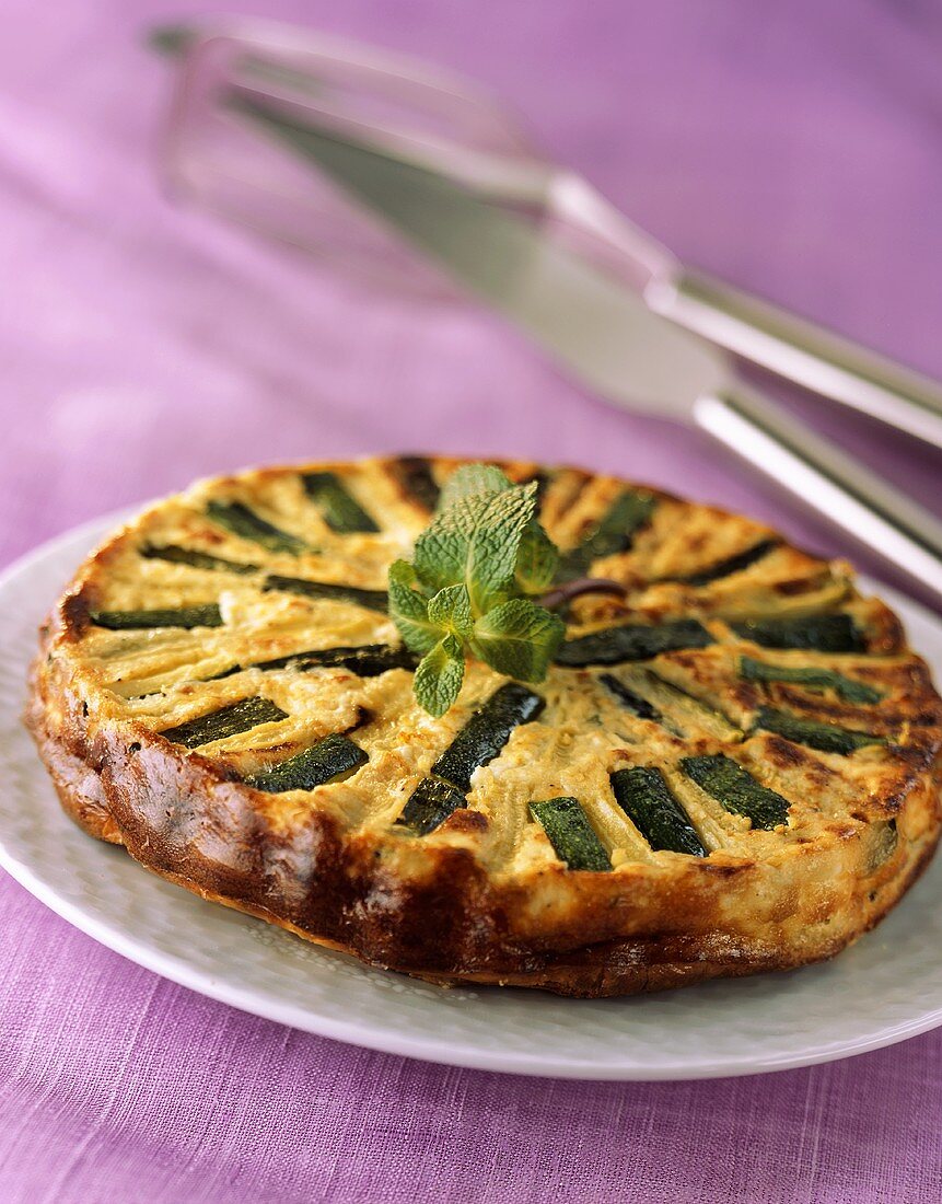 Courgette and feta tart with mint