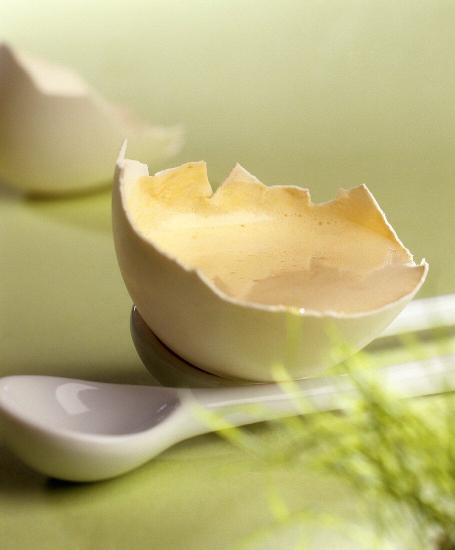 Whipped egg and sugar in an eggshell