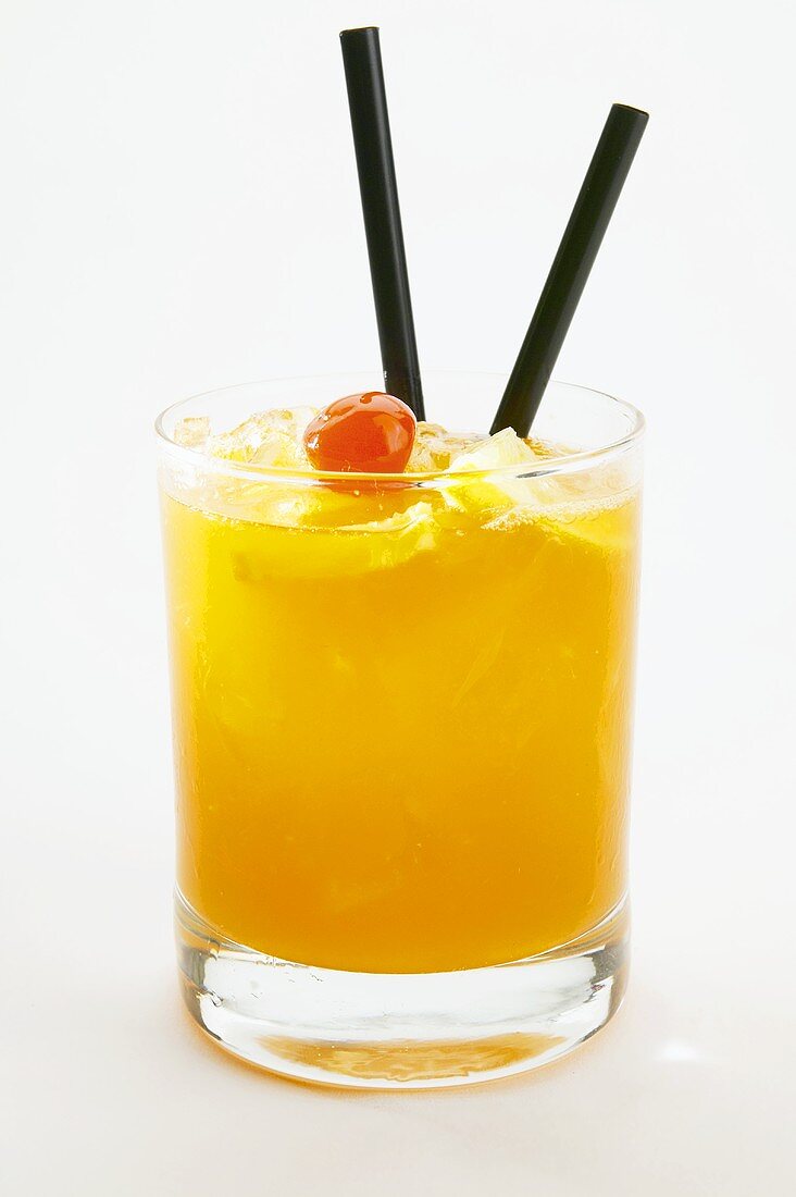 Long drink with orange juice (outdoor shot)