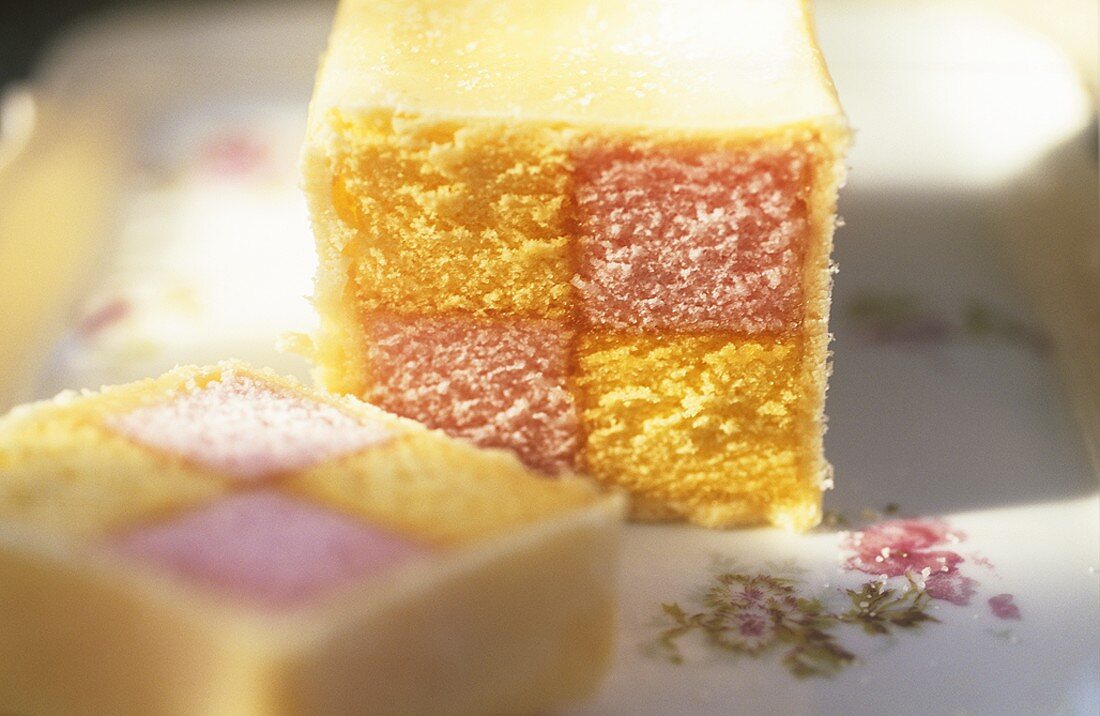 Battenberg cake (two-coloured cake, UK)