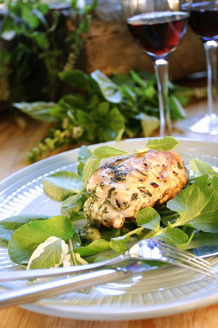 Roast chicken breast with herbs