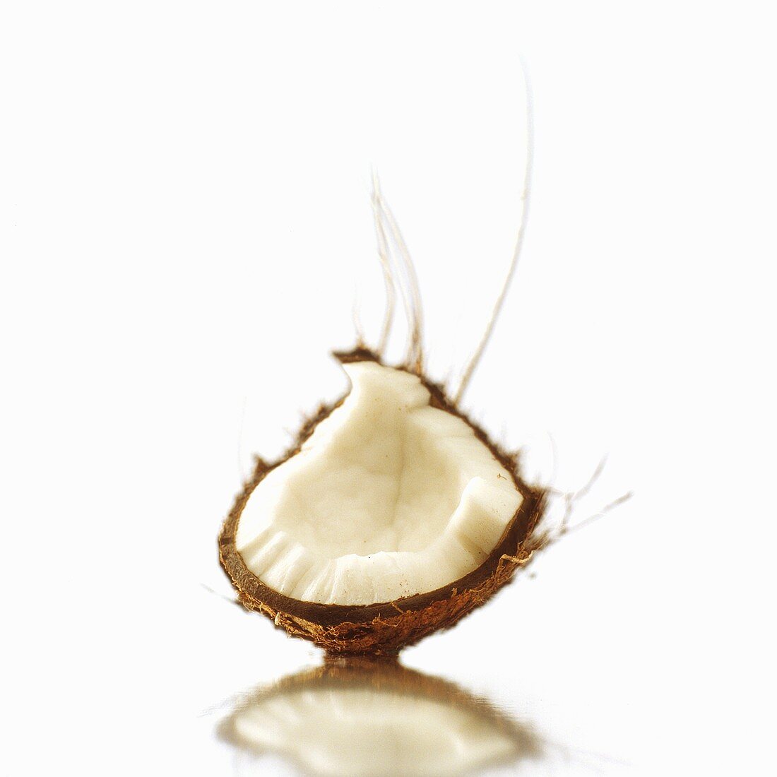 Ein Stück Kokosnuss mit Schale