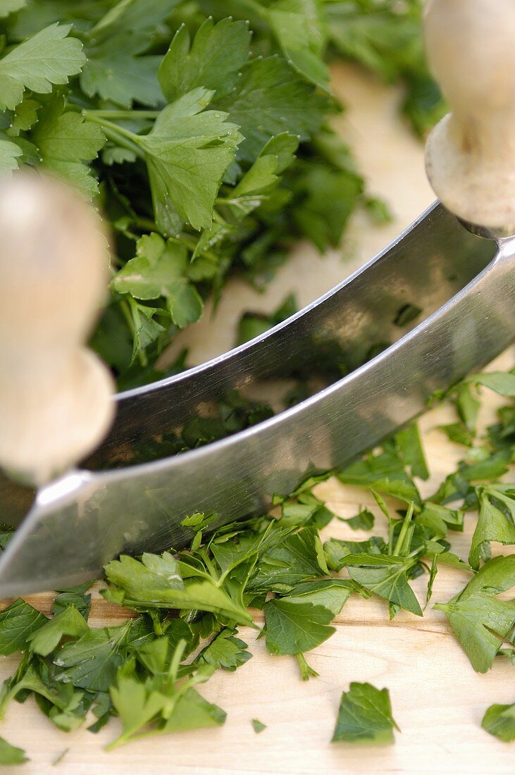 Chopping parsley