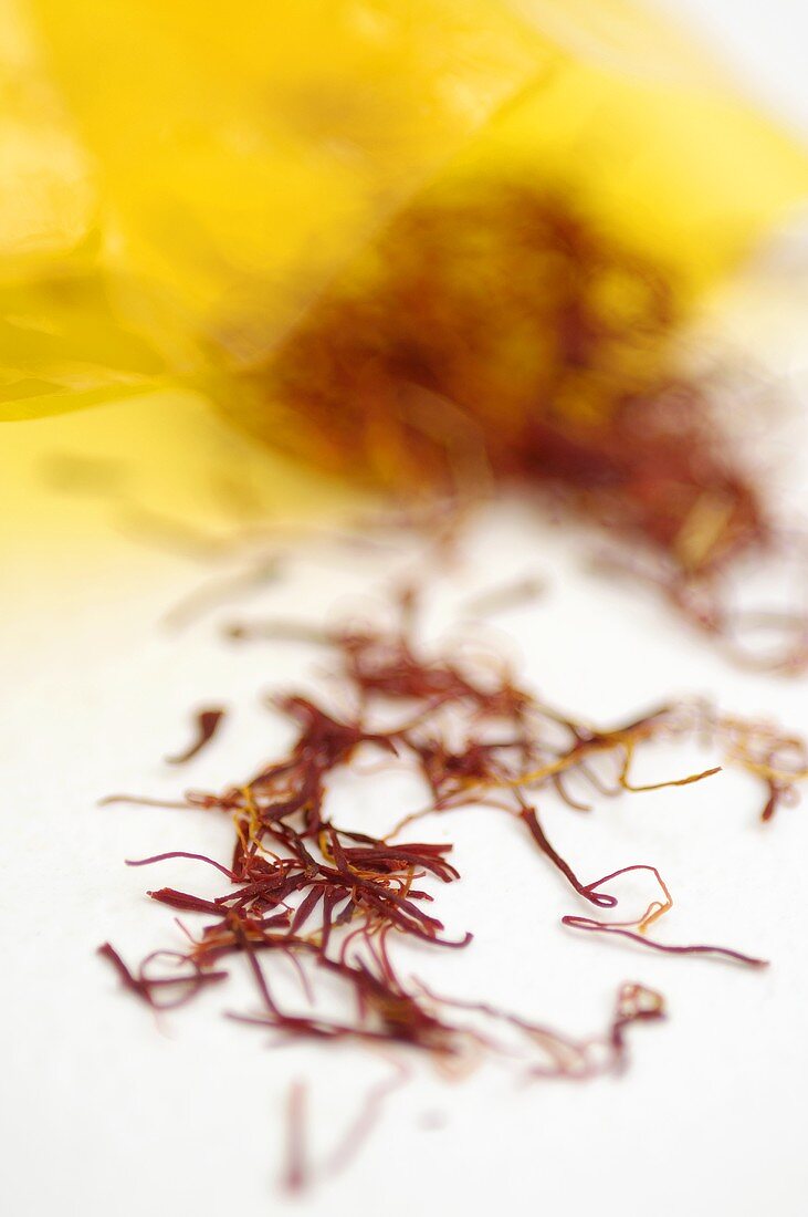 Saffron Threads on White Background