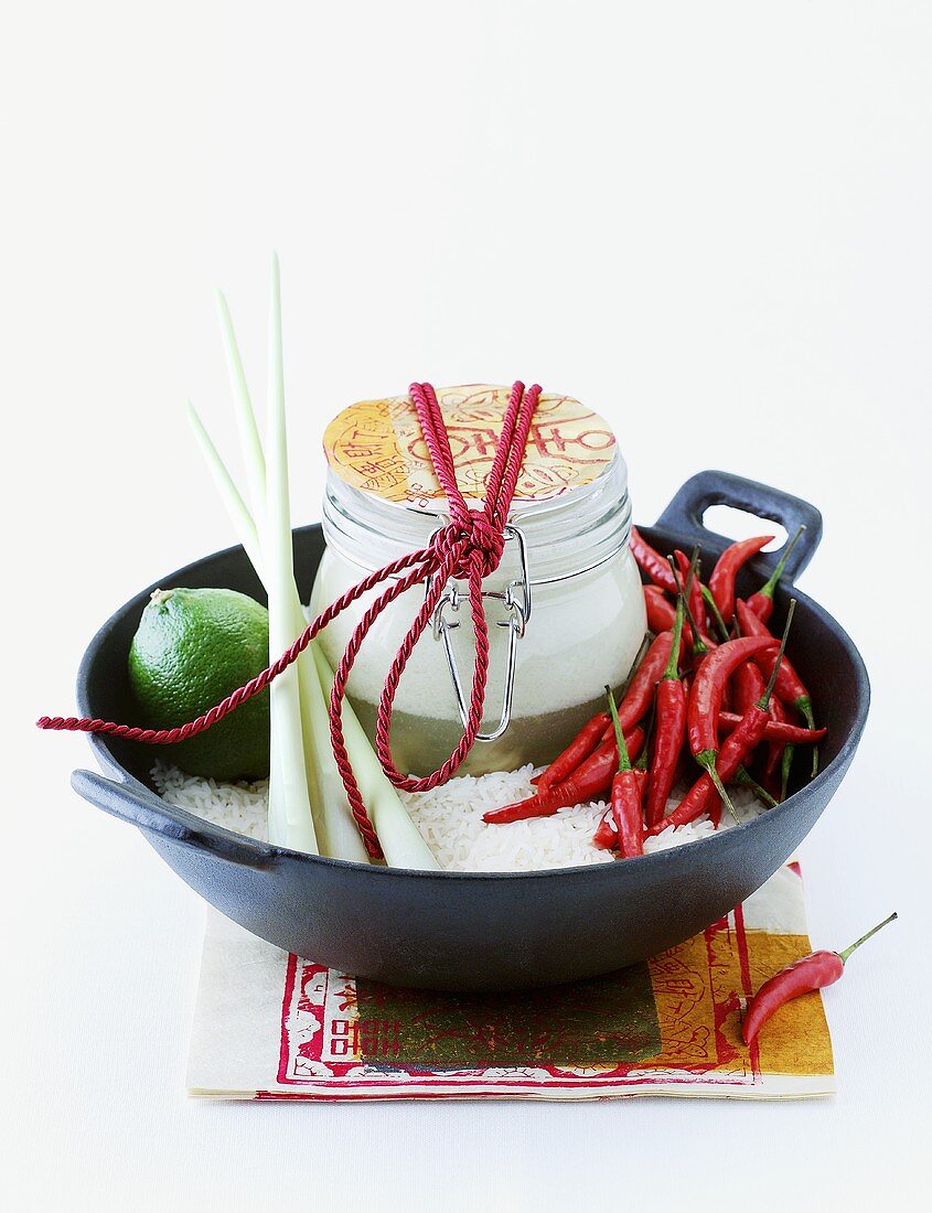 Thai coconut soup with ingredients to give as a gift