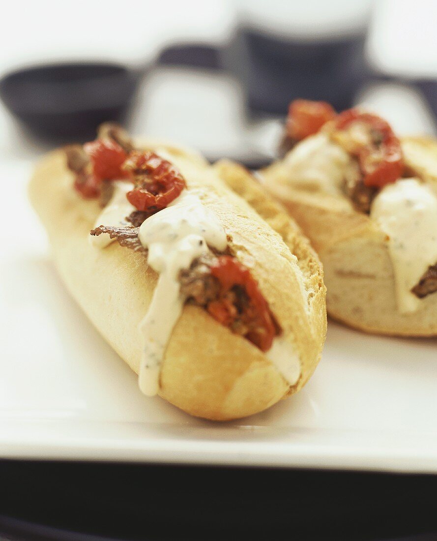 Beef and pepper baguette